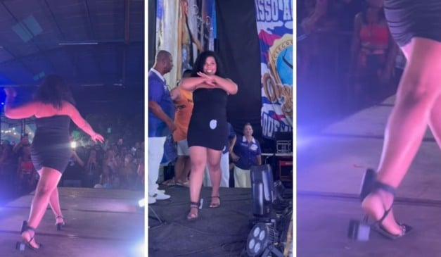 Maria Alice em sua participação no Concurso Rainha independente do Carnaval do ES de 2026. Foto: Reprodução/Redes Sociais 
@mariaalicesemstop