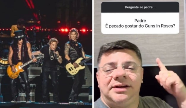 Guns N' Roses e Padre Josileudo Queiroz. Fotos: Reprodução/Redes Sociais