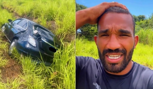 Boxeador Esquiva Falcão capota com carro na Rodovia do Sol