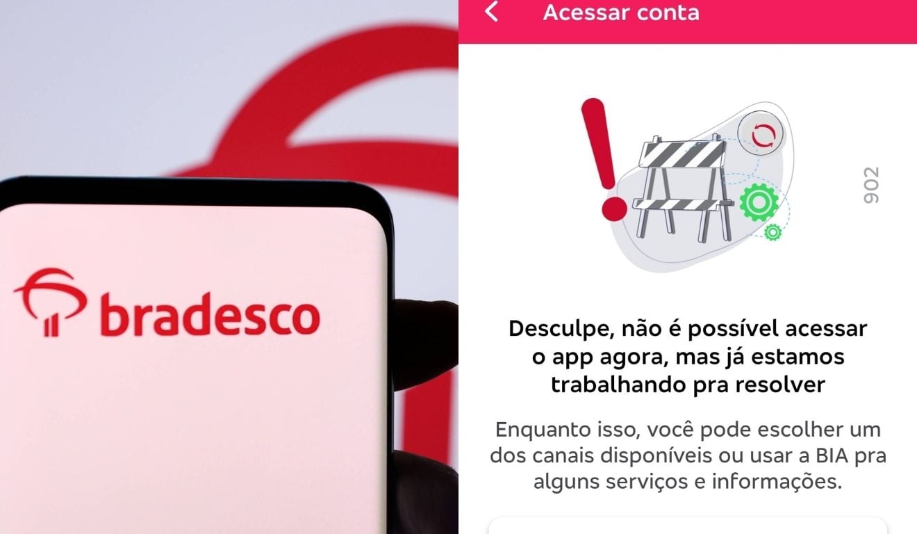 Aplicativo Bradesco fora do ar na manhã desta sexta-feira (12). (Reprodução X) Aplicativo Bradesco fora do ar na manhã desta sexta-feira (12). (Reprodução X)
