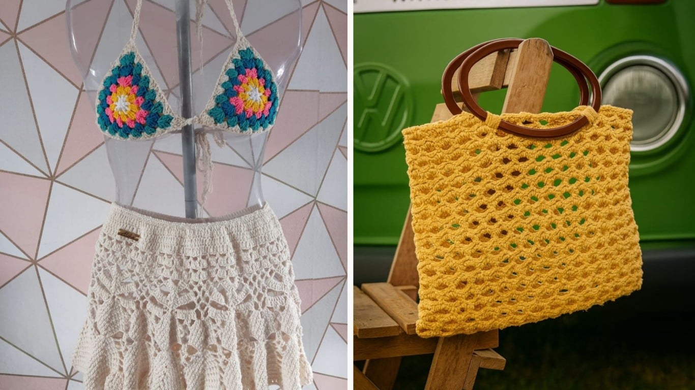 Biqu&iacute;ni e bolsa feitos por Fernanda Ferreira (Foto: Arquivo pessoal)