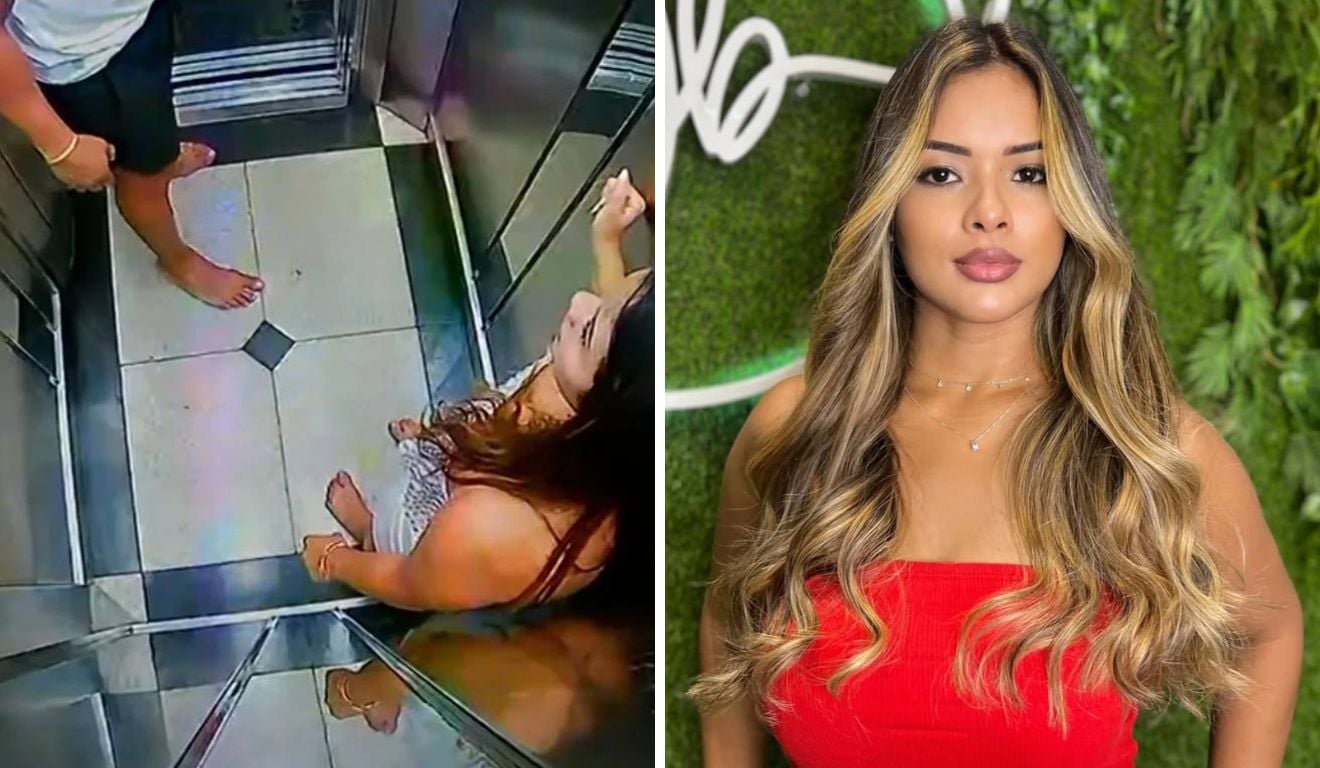 Câmera de segurança mostra suspeito brigando com Maria Katiane Gomes da Silva no elevador