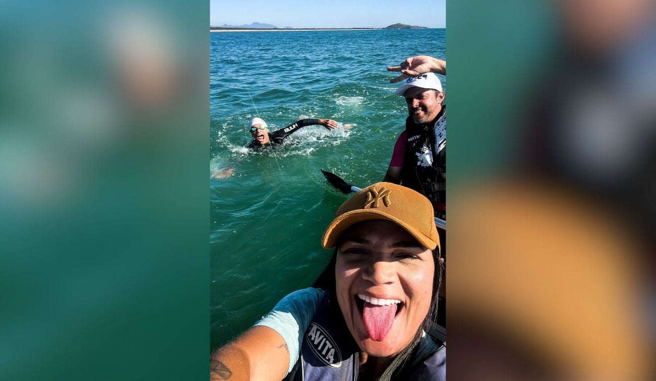 Cauã Dentinho, de 12 anos, nadou 15km na ultramaratona de águas abertas em Vila Velha. Maratona Aquática. Foto: Acervo pessoal