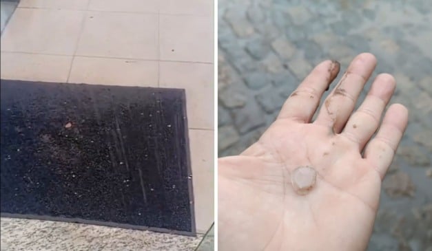 Colatina registrou  chuva de granizo nesta sexta-feira (12). Fotos: leitores