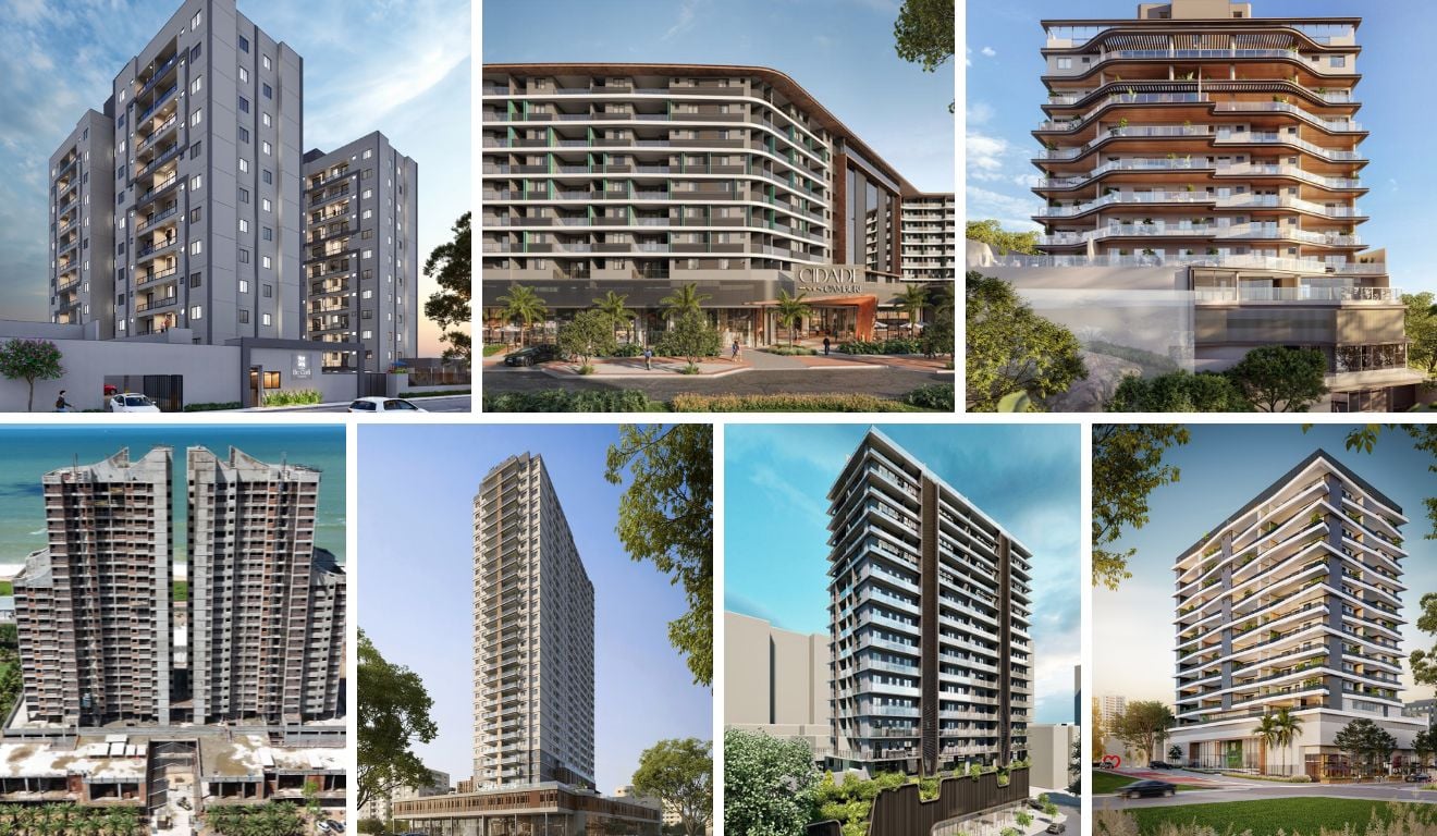 Construção de empreendimentos imobiliários se encontram em alta. Foto: Montagem Folha Vitória Construção de empreendimentos imobiliários se encontram em alta. Foto: Montagem Folha Vitória