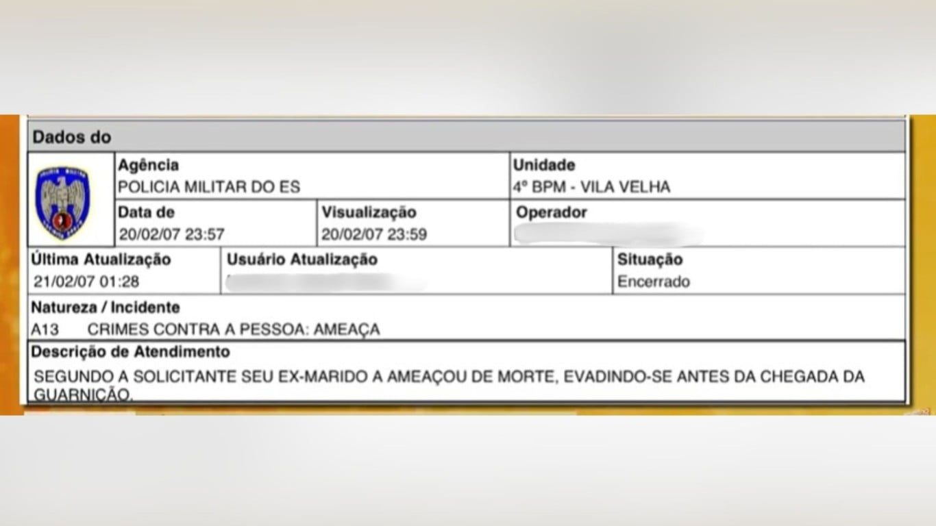 Boletim de agress&atilde;o contra homem que agrediu PM (Foto/reprodu&ccedil;&atilde;o: TV Vit&oacute;ria)