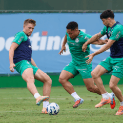 Os atletas da SE Palmeiras, durante treinamento na Academia de Futebol, em São Paulo-SP. (Foto: Fabio Menotti/Palmeiras/by Canon)