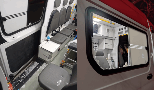 Homem agride mulher e ataca ambulância do Samu com facão e barra de ferro