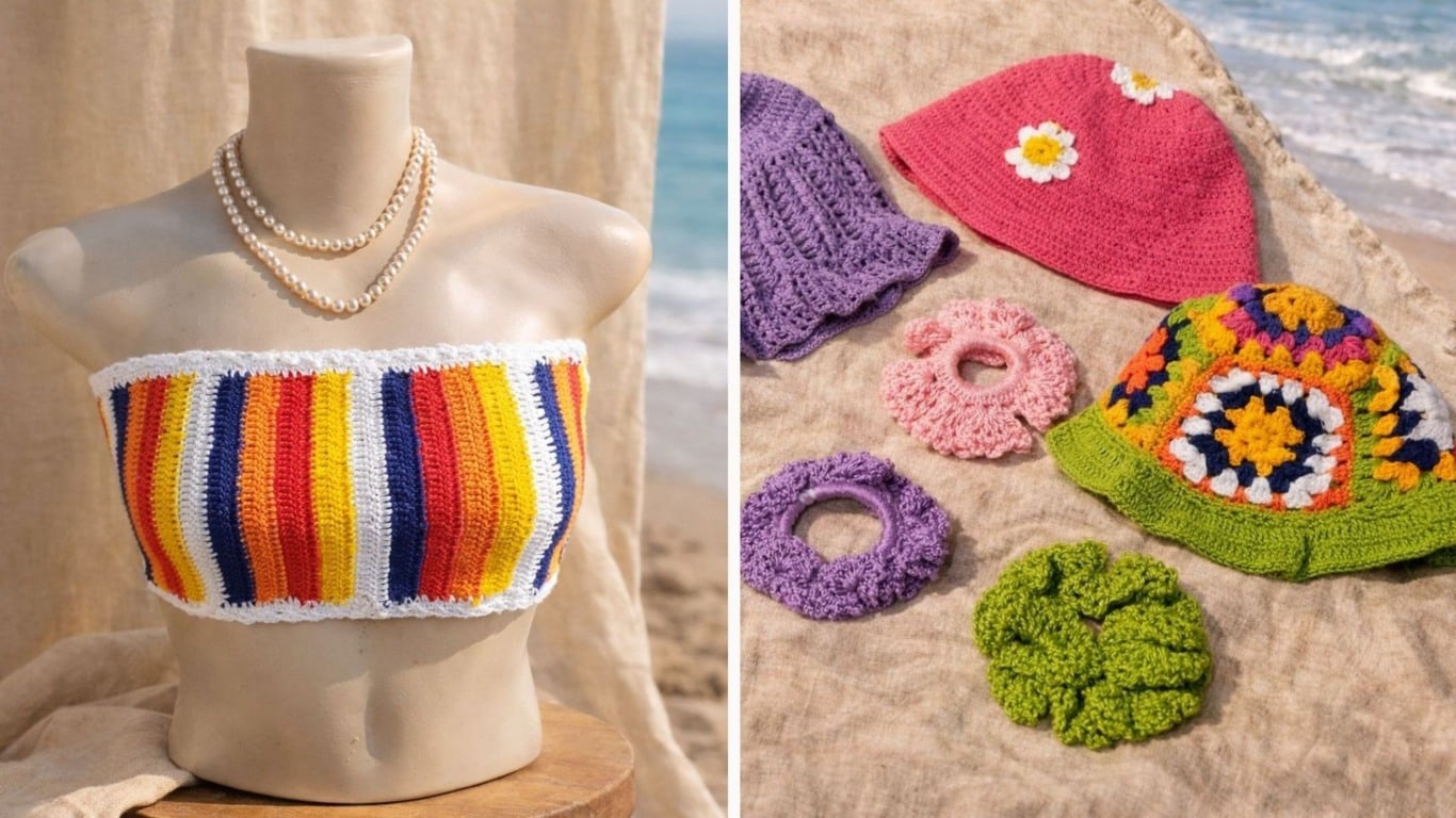 Biqu&iacute;ni e acess&oacute;rios feitos por L&uacute;cia Magesky (Foto: Arquivo pessoal)