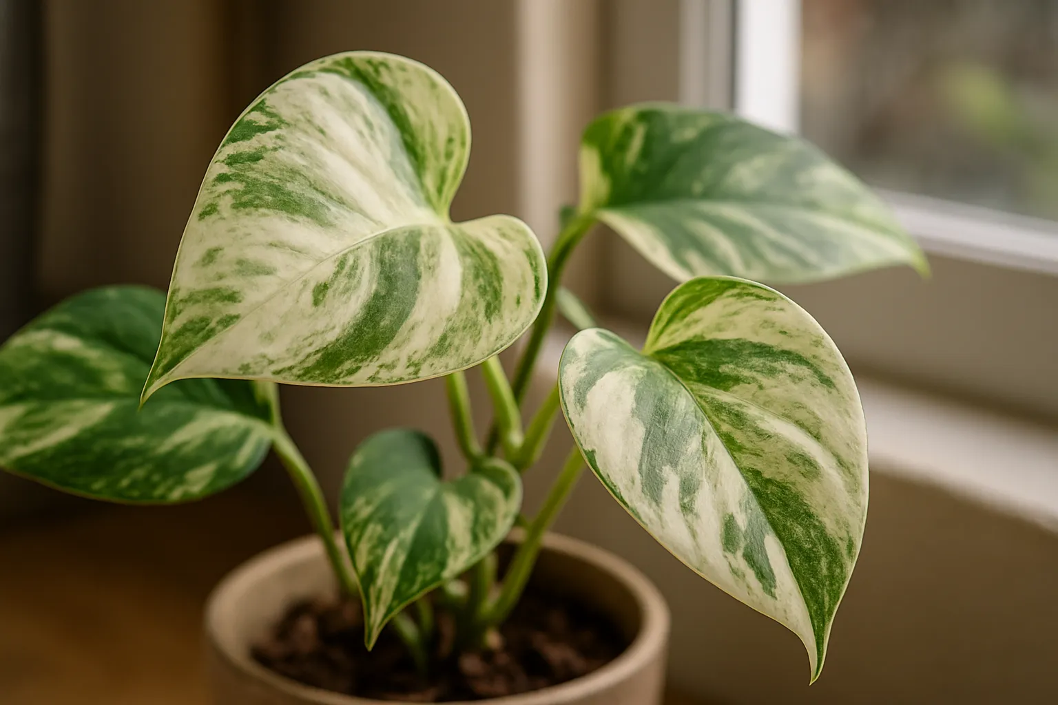 O erro de rega que impede a jiboia branca de crescer corretamente e deixa as folhas pequenas e sem brilho