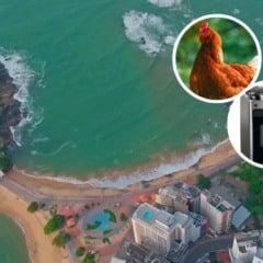 Praia da Areia Preta, em Guarapari. Foto: Sobre Voar e Canva (destaques)