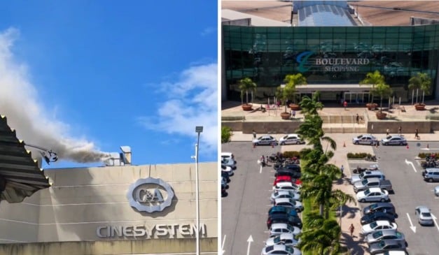 Restaurante no Shopping Boulevard Vila Velha foi evacuado após incidente em churrasqueira gerar fumaça excessiva. Foto Reprodução vídeo Reprodução Shopping Boulevard.