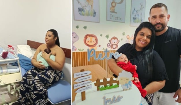 Thayna Polastreli, John Lennon Lopes Santana e o filho Pietro. Foto: Acervo pessoal