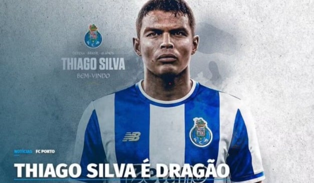 Thiago Silva anunciado como reforço do Porto. Foto: Divulgação/Porto