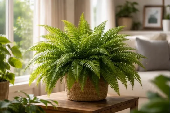 corrente de ar discreta derruba a umidade que a samambaia precisa para se manter cheia