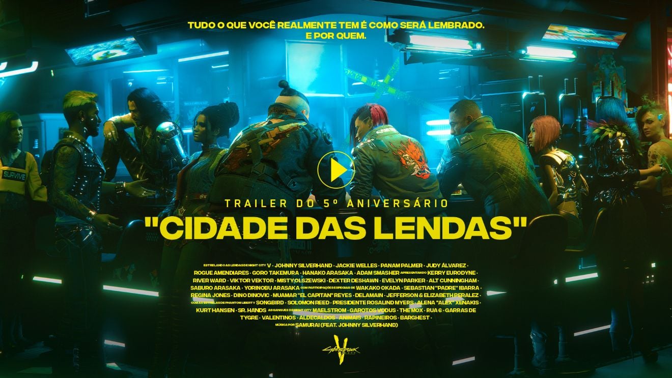 Cyberpunk 2077 celebra cinco anos de seu lançamento