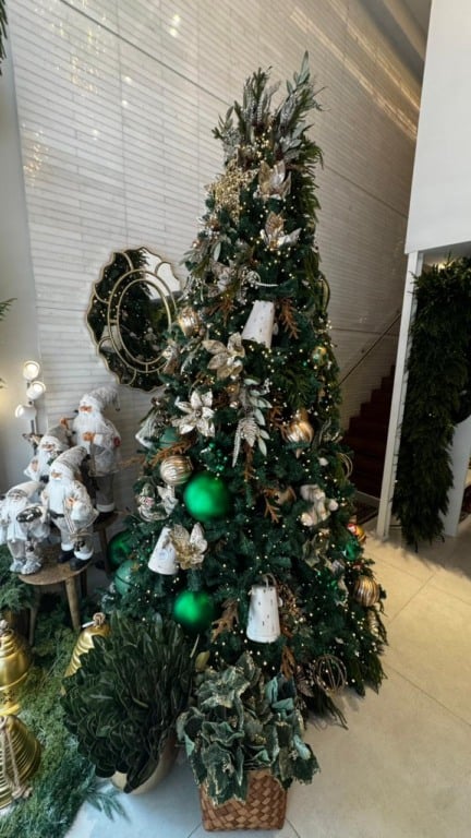 Decoração de Natal de luxo em loja da Praia do Canto (Foto: Pedro Permuy)