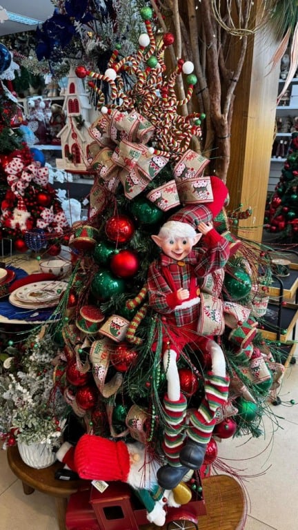 Decoração de Natal de luxo em loja da Praia do Canto (Foto: Pedro Permuy)
