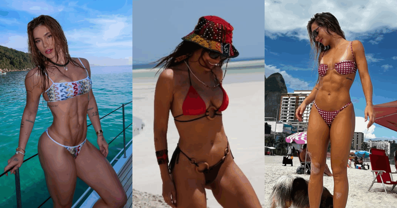 Virginia, Anitta e Bruna Griphao apostaram em biquínís com mix de cores e trabalho manual (Foto: Instagram @virginia/@anitta/@brunagriphao)