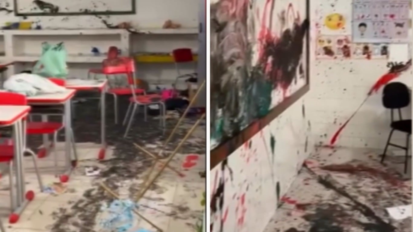 Vandalismo em escola de Vitória (Foto/reprodução: TV Vitória)