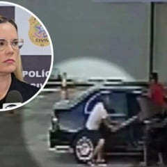 Delegada Gabriela Enne em coletiva sobre o caso do PM agredido (Foto/divulga&ccedil;&atilde;o: SESP)