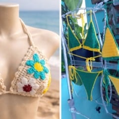 A esquerda biqu&iacute;ni feito por L&uacute;cia Magesky e a direita por Fernanda Ferreira (Foto: Arquivo pessoal)