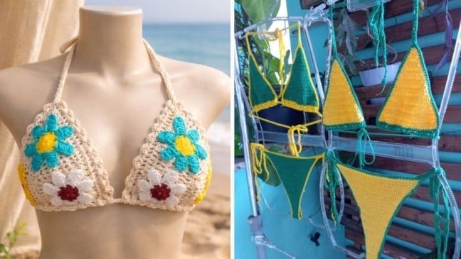 A esquerda biquíni feito por Lúcia Magesky e a direita por Fernanda Ferreira (Foto: Arquivo pessoal)