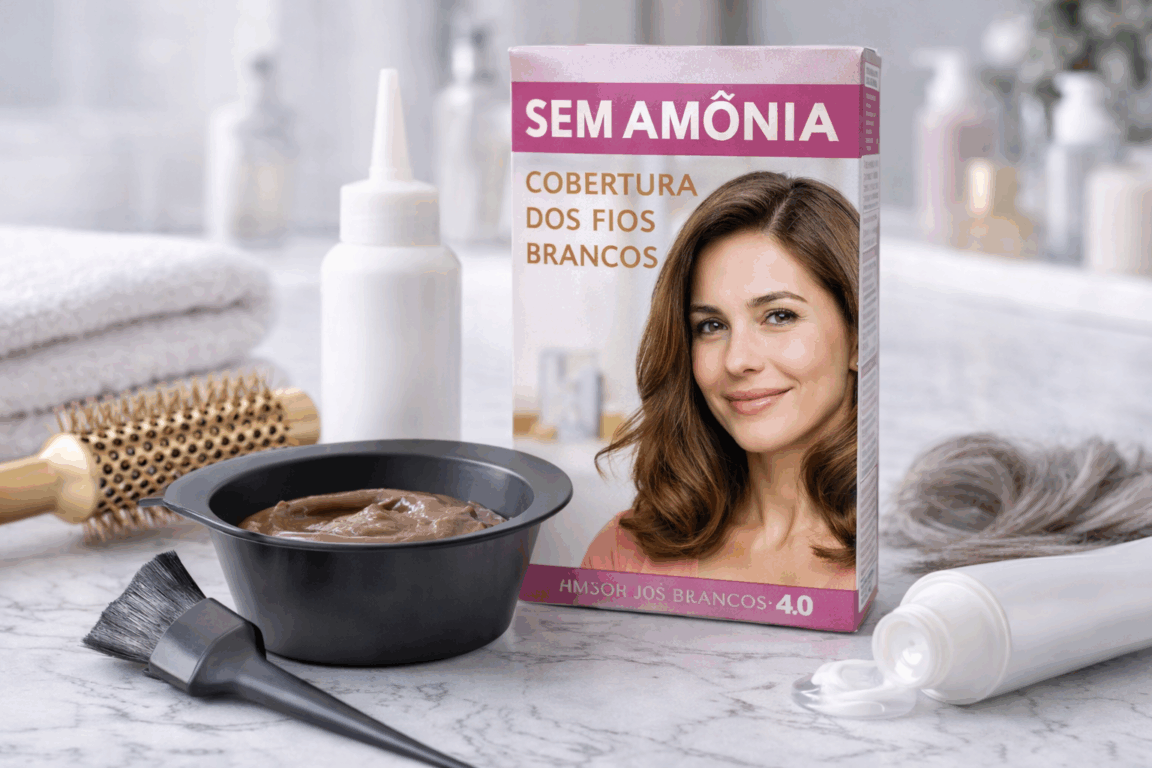 Tintas sem amônia surgem como alternativa para cobrir fios brancos com menor impacto à fibra capilar/ ChatGPT Tintas sem amônia surgem como alternativa para cobrir fios brancos com menor impacto à fibra capilar/ ChatGPT