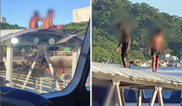 Adolescentes são flagrados pulando de estação do aquaviário em Vitória