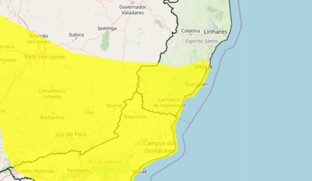 Inmet alerta para chuvas fortes em 40 cidades do ES