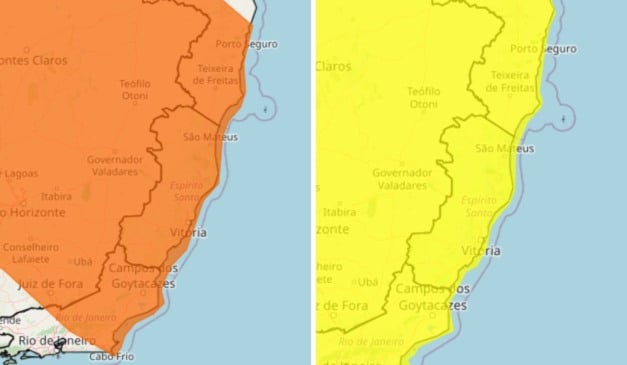 Alertas de chuva emitidos pelo Inmet