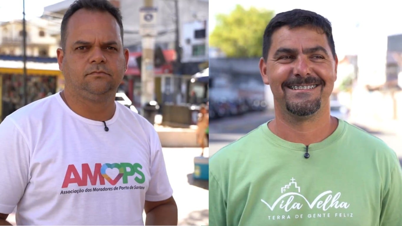 Da esquerda para a direita: Jeferson Azevedo, Líder Comunitário e Márcio Zanetti - líder comunitário (Foto/reprodução: TV Vitória)