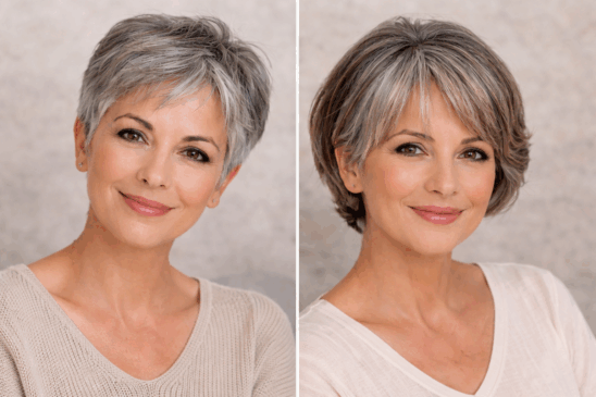 Veja como dois cortes simples podem ajudar mulheres 60+ a disfarçar o grisalho e criar um visual jovem e sofisticado, tudo sem sair de casa!