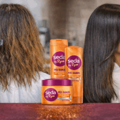 A linha Seda by Ryza P&oacute;s Danos oferece recupera&ccedil;&atilde;o intensa para cabelos danificados, devolvendo brilho e for&ccedil;a sem pesar no bolso