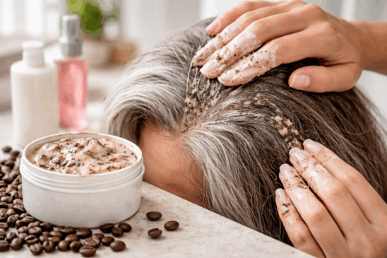 Mistura com café no creme capilar pode ajudar a disfarçar fios grisalhos e melhorar brilho, embora não exista comprovação científica de reversão definitiva/ ChatGPT