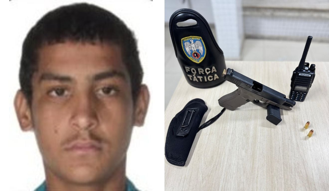 Jonas Cesário foi baleado, preso e teve a arma apreendida. Foto: Divulgação/PM Jonas Cesário foi baleado, preso e teve a arma apreendida. Foto: Divulgação/PM