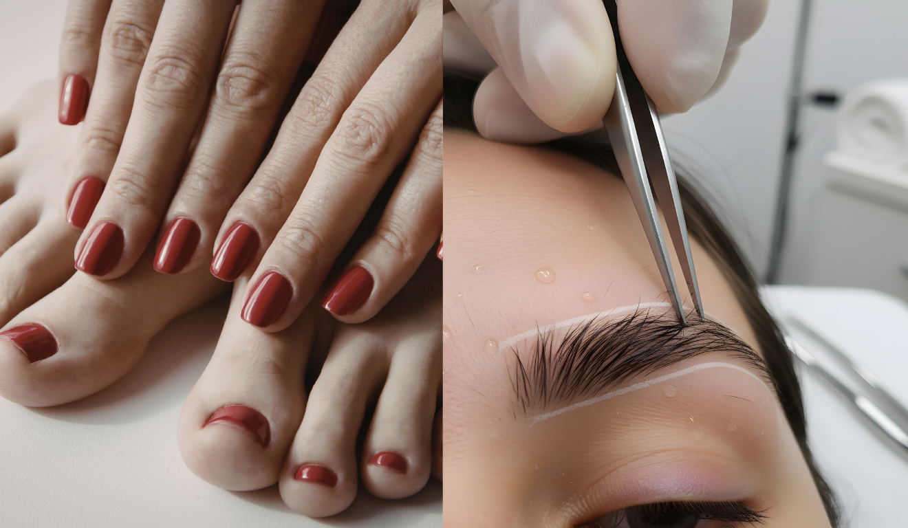 Unhas e sobrancelhas cheias sem gastar com salão/Canva Unhas e sobrancelhas cheias sem gastar com salão/Canva