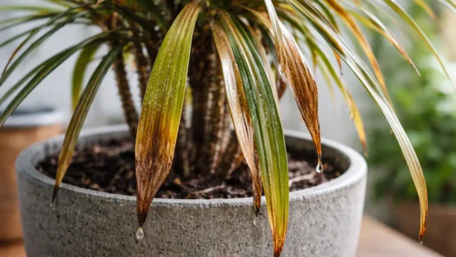 Dracena-marginata 6 sinais de excesso de água antes do apodrecimento