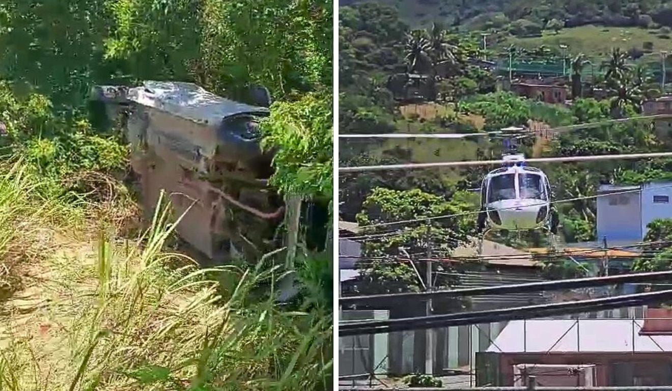 Durante perseguição o carro onde os criminosos estavam capotou helicóptero deu apoio Durante perseguição o carro onde os criminosos estavam capotou helicóptero deu apoio