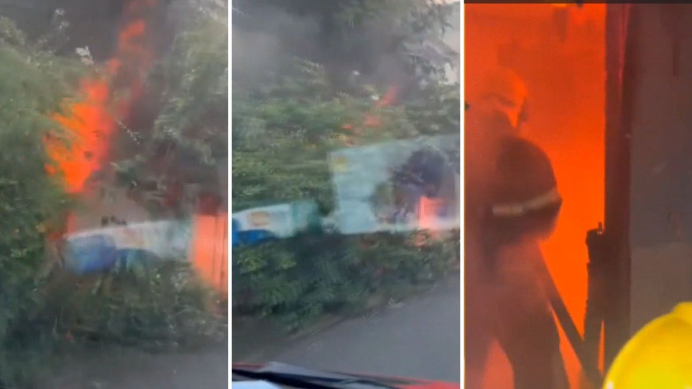 Casa pega fogo em Colatina (Foto/reprodução: TV Vitória)