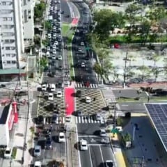 Trânsito na Leitão Silva (Foto/reprodução: TV Vitória)