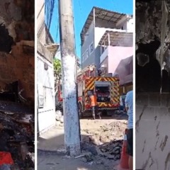 Inc&ecirc;ndio em Vila Velha destr&oacute;i casa no bairro Ibes. Foto: Reprodu&ccedil;&atilde;o/TV Vit&oacute;ria.
