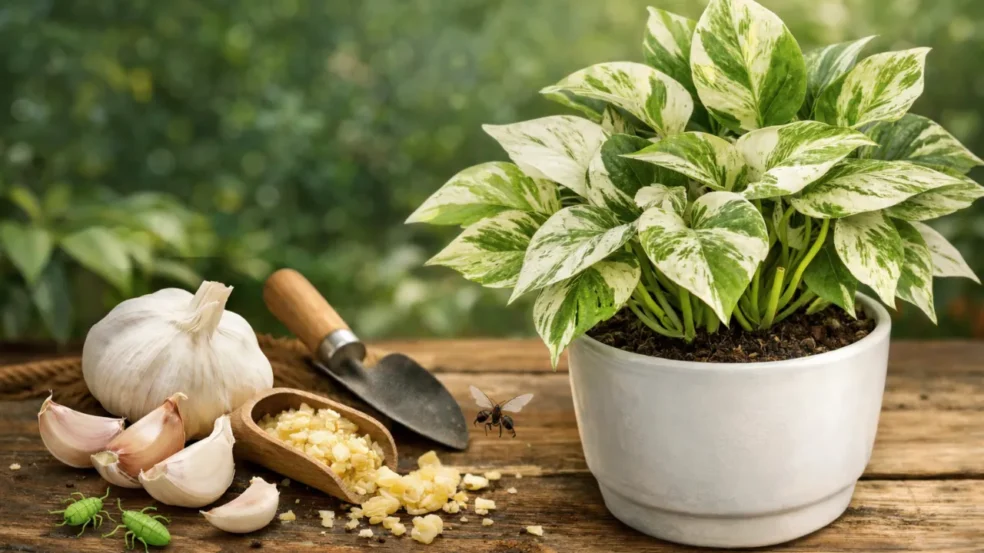 Jiboia branca saudável: como um truque antigo com alho evita pragas persistentes Jiboia branca saudável: como um truque antigo com alho evita pragas persistentes