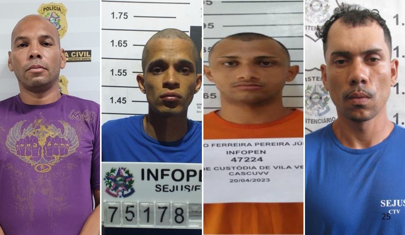 Luiz Carlos e Izaque foram presos. Maurício e Gilcleydson estão foragidos. Foto ReproduçãoPCES