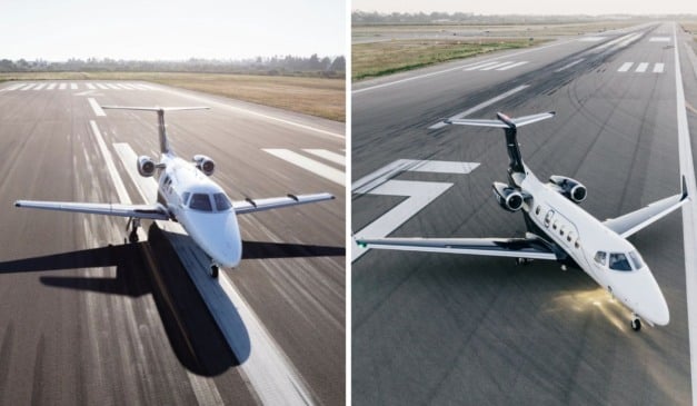 Phenom 100 e Phenom 300. Foto: Reprodução/Embraer