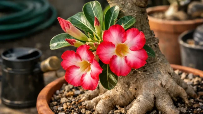 Rosa-do-deserto: 3 erros de rega que bloqueiam a floração