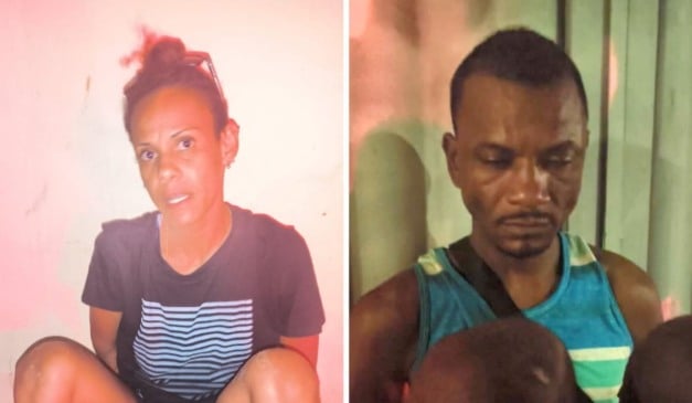 Mayara Gonçalves das Neves, de 32 anos e Vitor Bruno Dias, de 41 foram autuados em flagrante por roubo. Foto: Reprodução/TV Vitória.