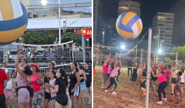 Vôlei gigante em Camburi. Foto: Reprodução/Secretaria de Esporte de Vitória