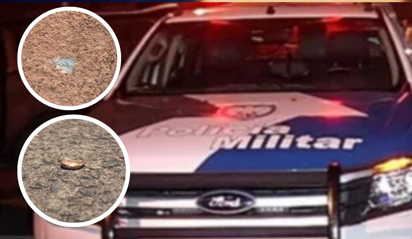 No local, foram encontrados projéteis espalhados pelo chão e marcas de tiros em uma parede próxima à rodovia. Foto: Reprodução/TV Vitória