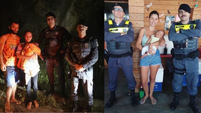 A direita bebê em salvo em Aracê e a esquerda bebê salvo em Anchieta (Foto/reprodução: TV Vitória)